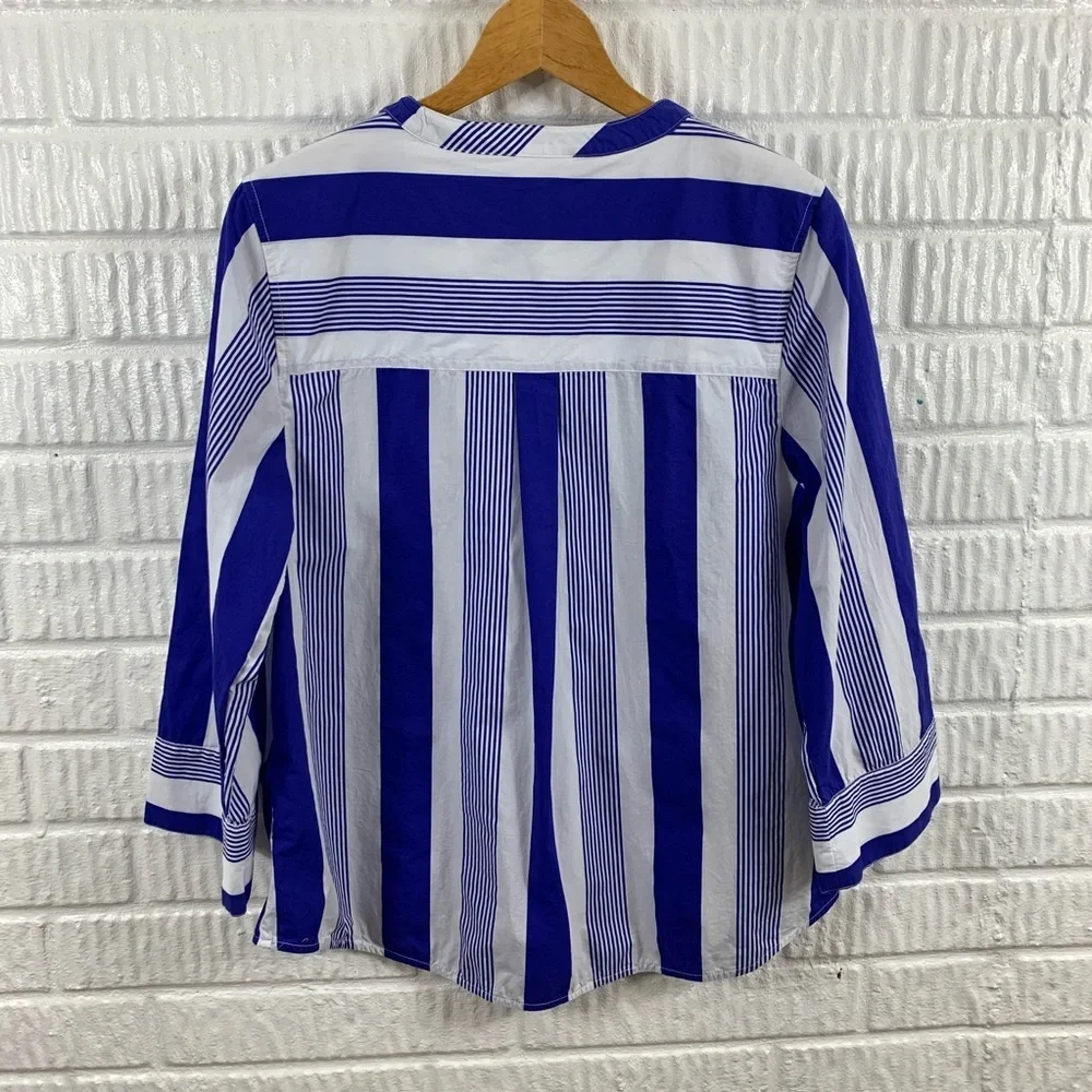 J. Crew Button‎ Front Poplin Popover Blue Small